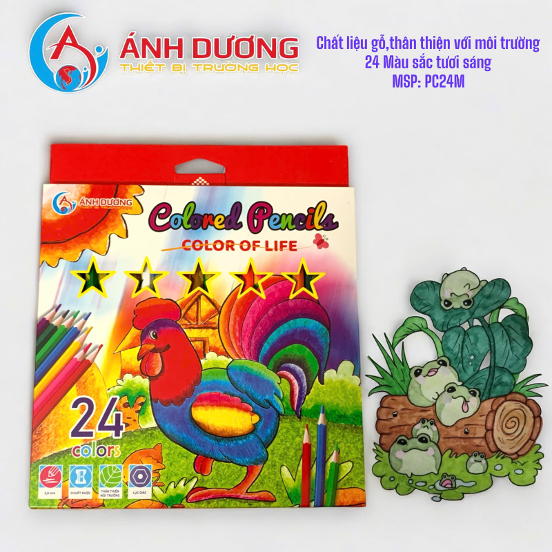 Bút chì 24 màu Gà Trống kéo hình