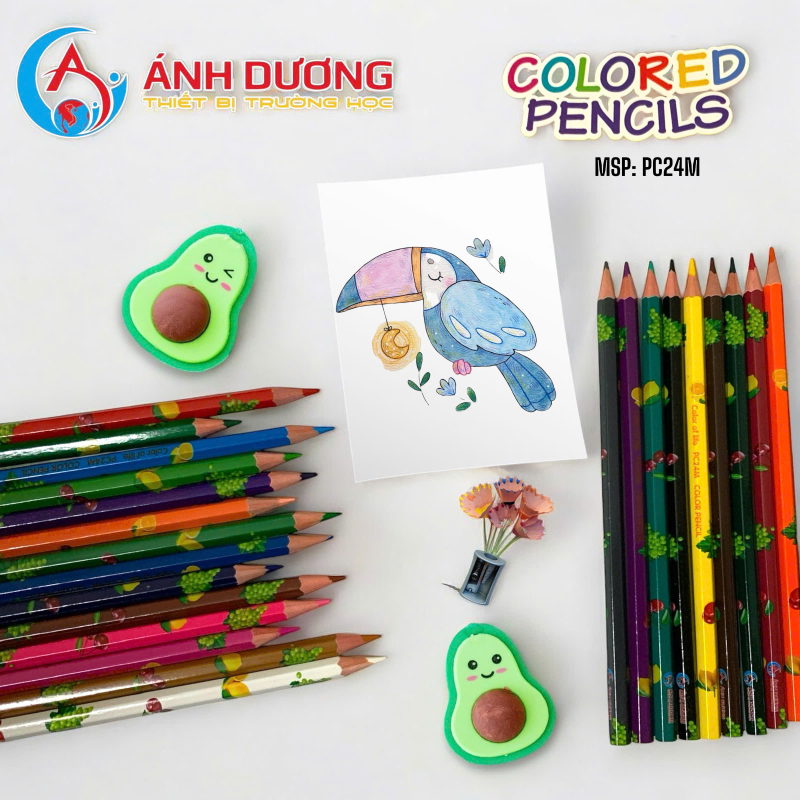 Bút chì 24 màu Gà Trống kéo hình