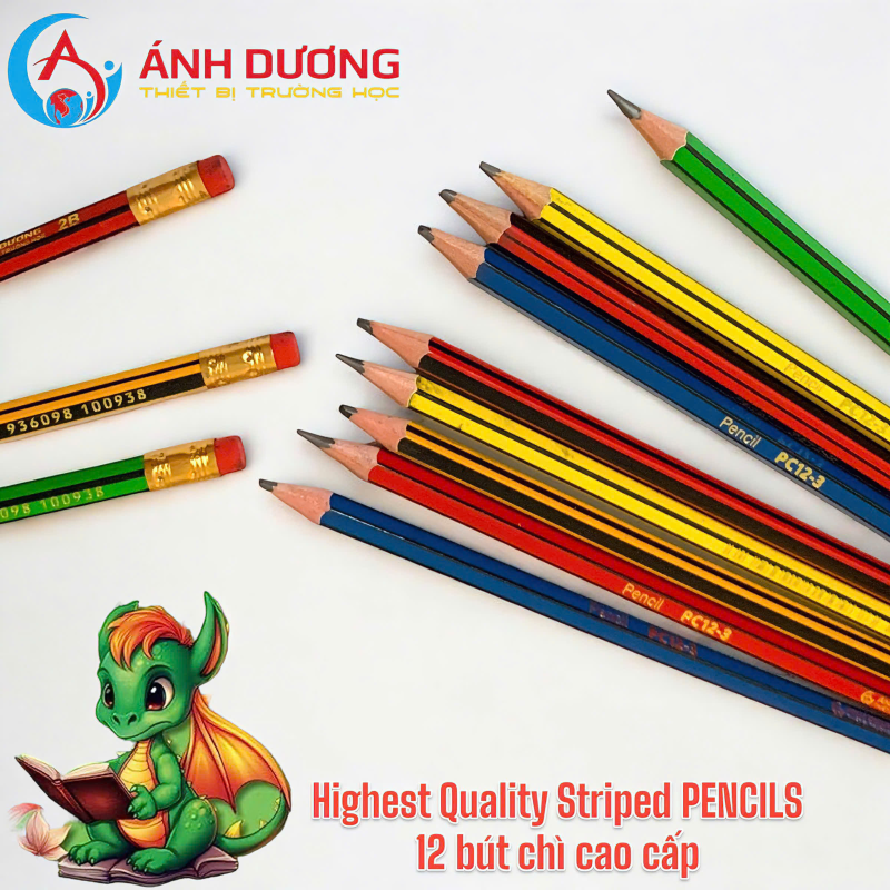 Bút chì đen sọc màu PC12-3