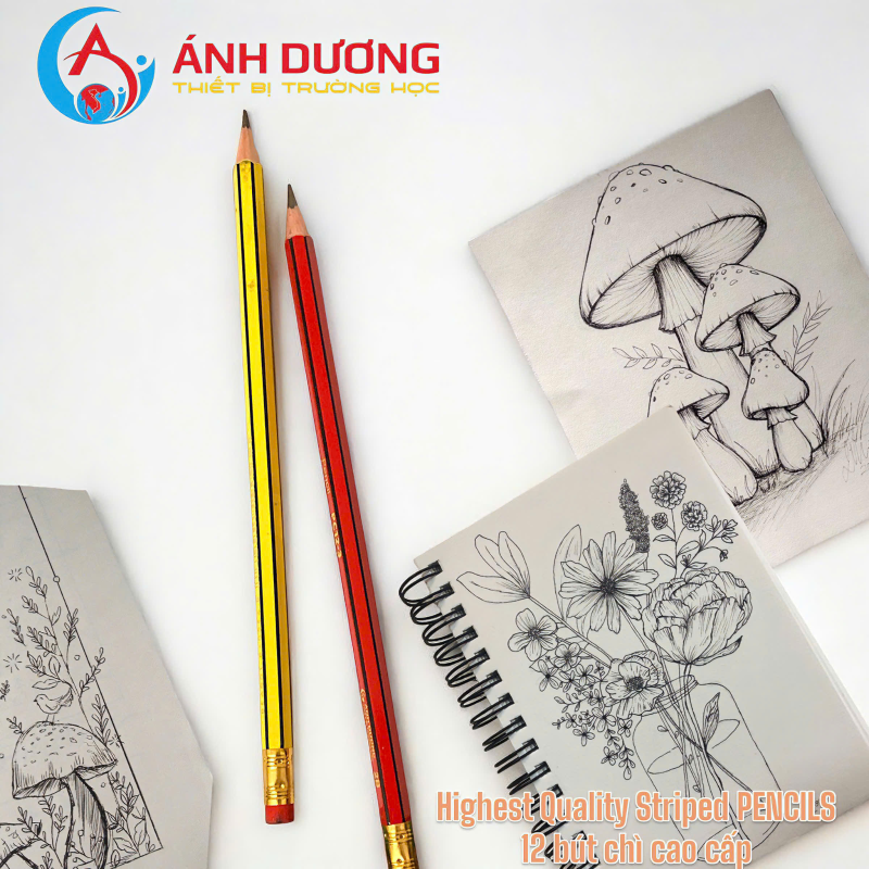 Bút chì đen sọc màu PC12-3