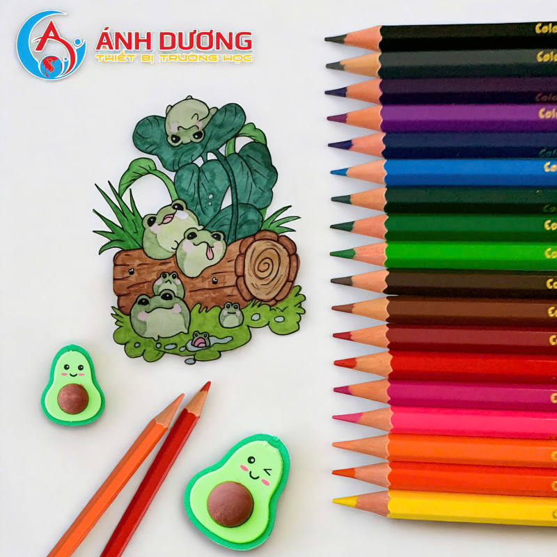 Bút chì 24 màu Gà Trống kéo hình