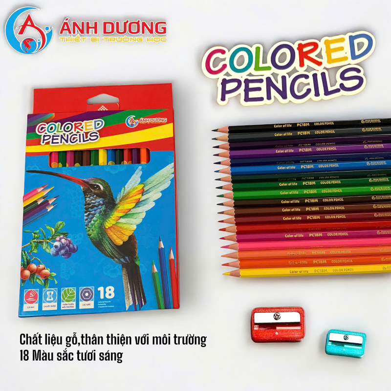 Bút chì 18 màu chim Ruồi 