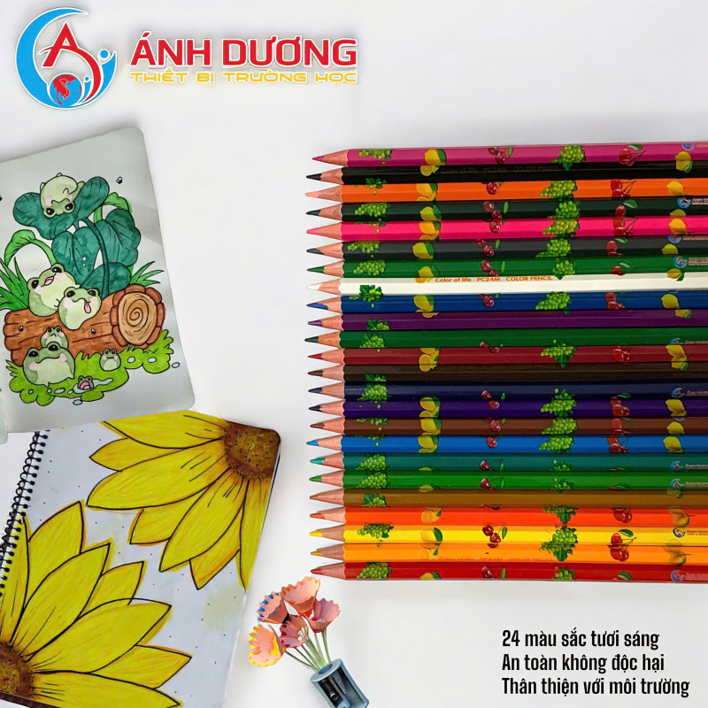 Bút chì 24 màu Gà Trống kéo hình